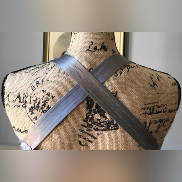 Shoshanna Sleeveless Gauzy Textured Silk Dove Gray Mini Dress Embellished Waist - Picture 8 of 9